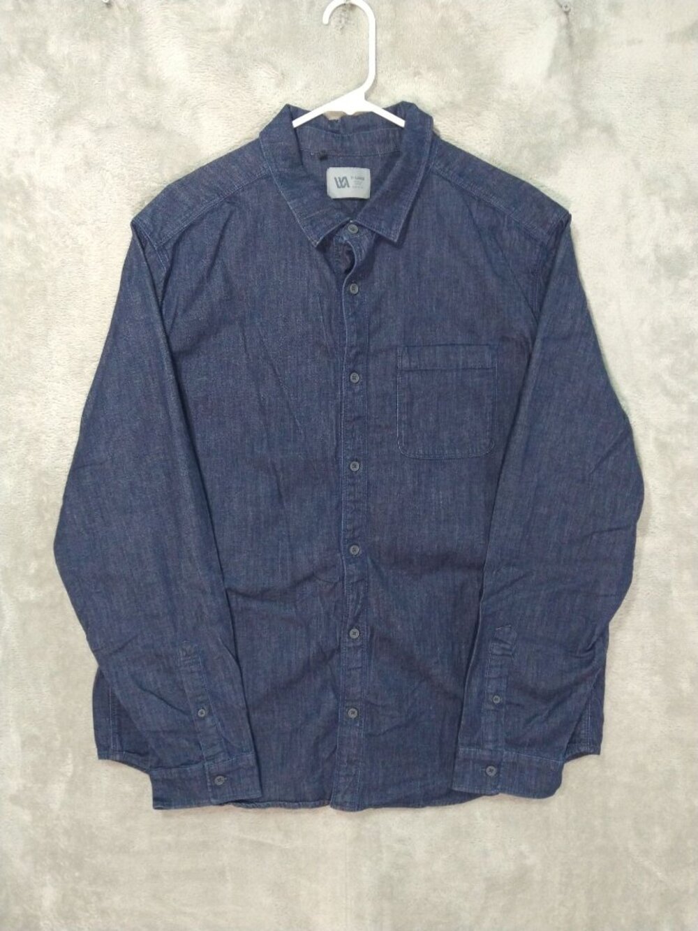 VRST Shirt Mens XL Blue Denim Long Sleeve Button Up Pocket Stretch
